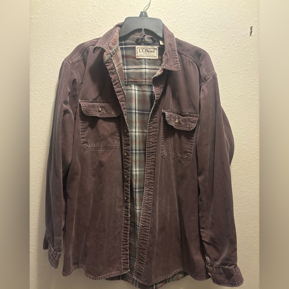 Vintage LL Bean Field Jacket Flannel Lined Dark Brown Men’s L Tall